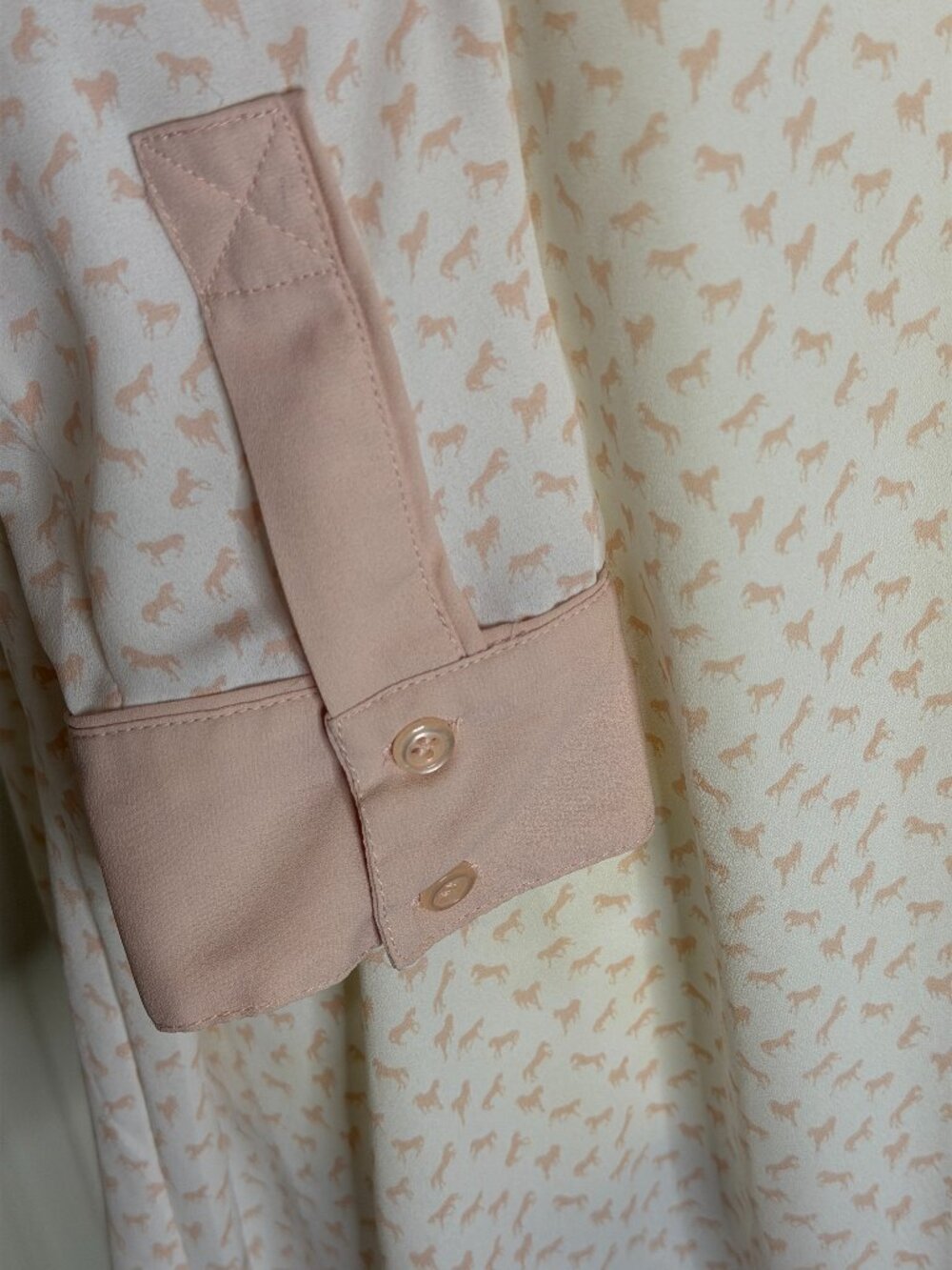 Free People Horse Print Sheer Western Tunic Top Shirt Blouse White Pink M - Picture 6 of 9